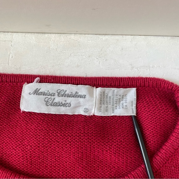 Vintage Marisa Christina Preppy Crown Sweater Classic Red Christmas Royal Damask - Picture 3 of 9